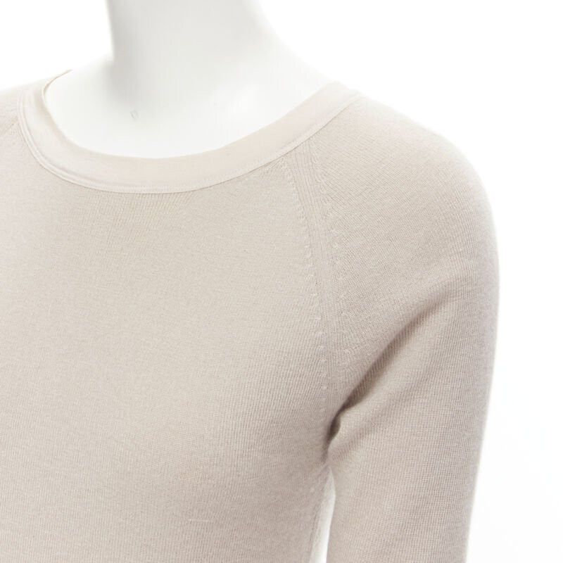 Chloe CHLOE Perle beige cashmere silk gold zip back short sleeve sweater S Size S / US 4 / IT 40 - 7 Thumbnail