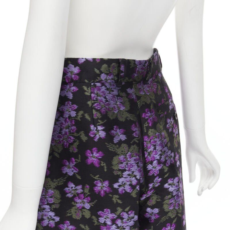 Gucci new GUCCI 2017 purple floral jacquard embroidery patch culotte shorts IT40 S Size 27" / US 4 / IT 40 - 8 Thumbnail