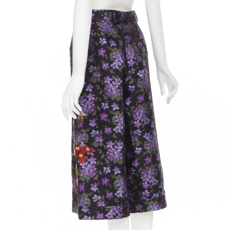 Gucci new GUCCI 2017 purple floral jacquard embroidery patch culotte shorts IT40 S Size 27" / US 4 / IT 40 - 6 Thumbnail