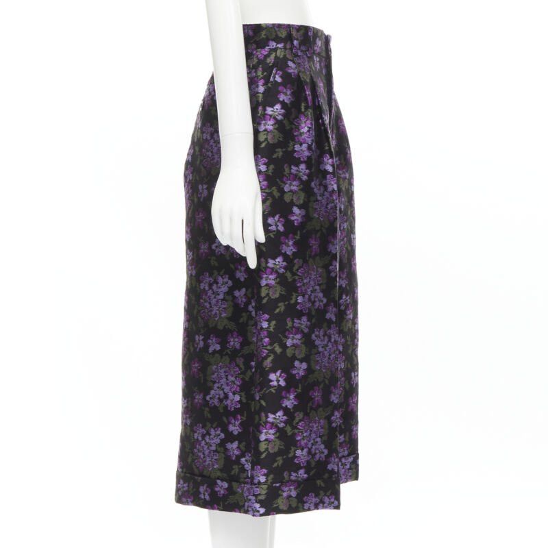 Gucci new GUCCI 2017 purple floral jacquard embroidery patch culotte shorts IT40 S Size 27" / US 4 / IT 40 - 4 Thumbnail