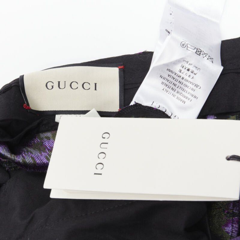 Gucci new GUCCI 2017 purple floral jacquard embroidery patch culotte shorts IT40 S Size 27" / US 4 / IT 40 - 10 Thumbnail