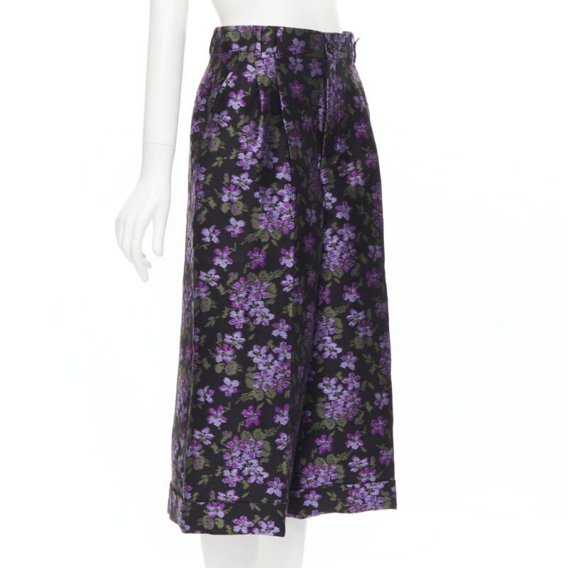 Gucci new GUCCI 2017 purple floral jacquard embroidery patch culotte shorts IT40 S Size 27" / US 4 / IT 40 - 3 Thumbnail