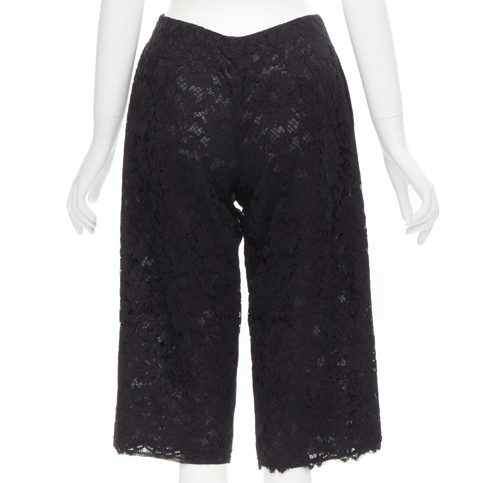 Valentino VALENTINO black floral lace knee length culotte shorts IT38 XS Size 26" / US 2 / IT 38 - 5 Thumbnail
