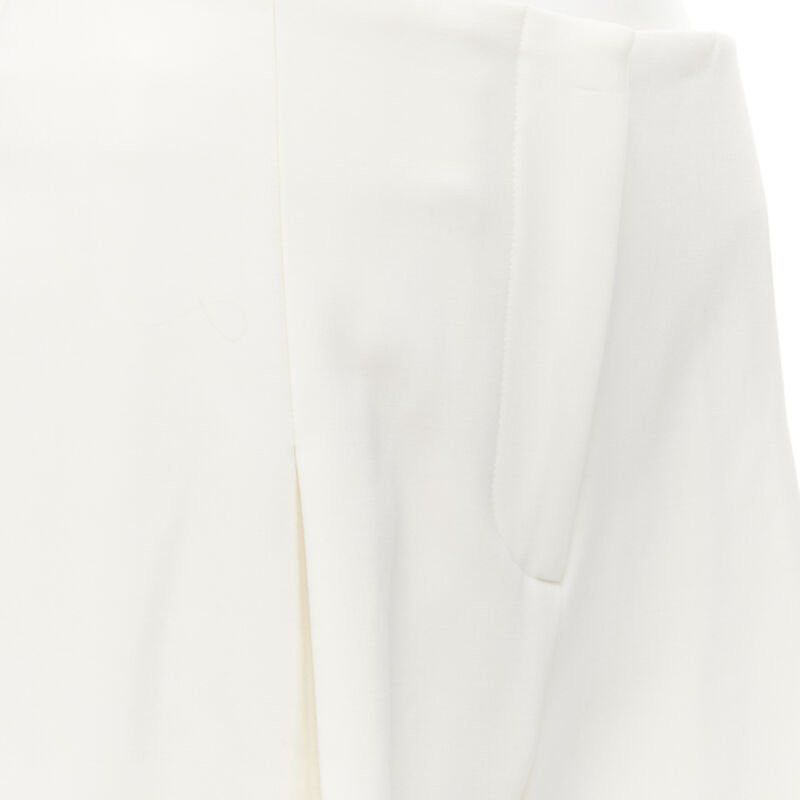 Oscar De La Renta OSCAR DE LA RENTA 2015 virgin wool crepe cream pleated wide pants US2 XS Size 27" / US 4 / IT 40 - 2 Thumbnail