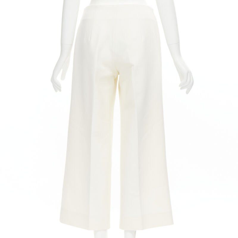 Oscar De La Renta OSCAR DE LA RENTA 2015 virgin wool crepe cream pleated wide pants US2 XS Size 27" / US 4 / IT 40 - 5 Thumbnail