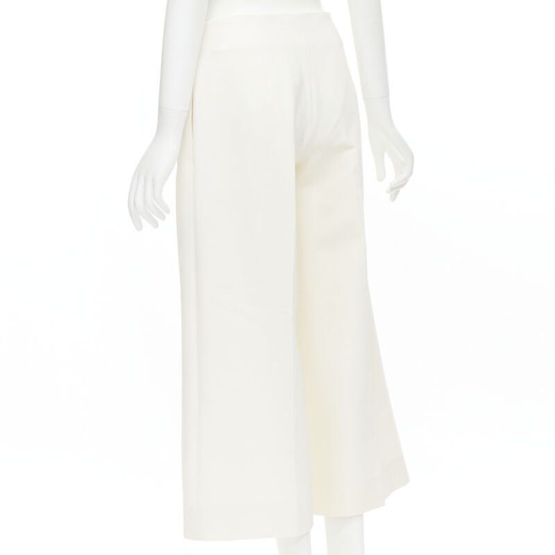 Oscar De La Renta OSCAR DE LA RENTA 2015 virgin wool crepe cream pleated wide pants US2 XS Size 27" / US 4 / IT 40 - 6 Thumbnail