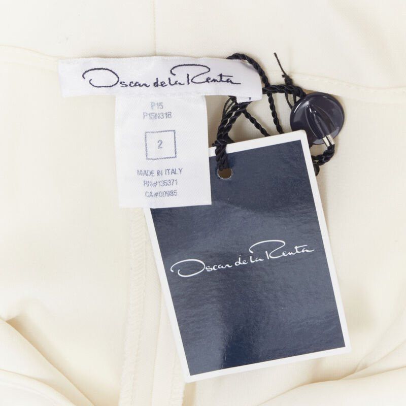 Oscar De La Renta OSCAR DE LA RENTA 2015 virgin wool crepe cream pleated wide pants US2 XS Size 27" / US 4 / IT 40 - 9 Thumbnail