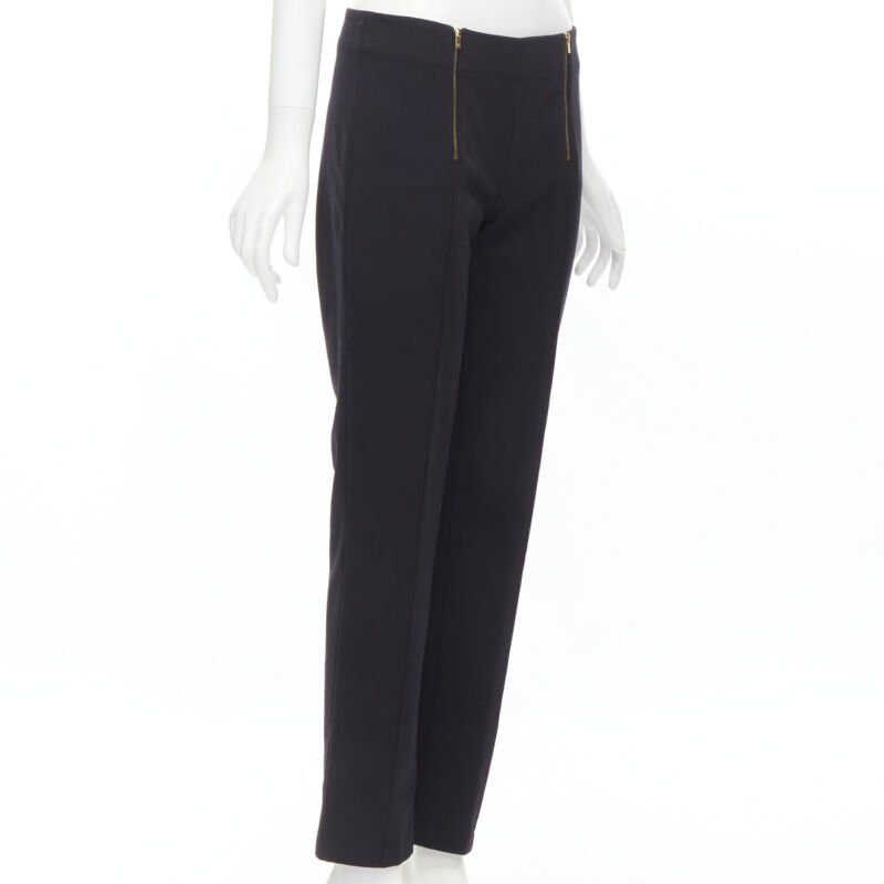 The Row THE ROW black modal cotton dual gold zipper minimal legging pants XSXS Size 26" / US 2 / IT 38 - 3 Thumbnail