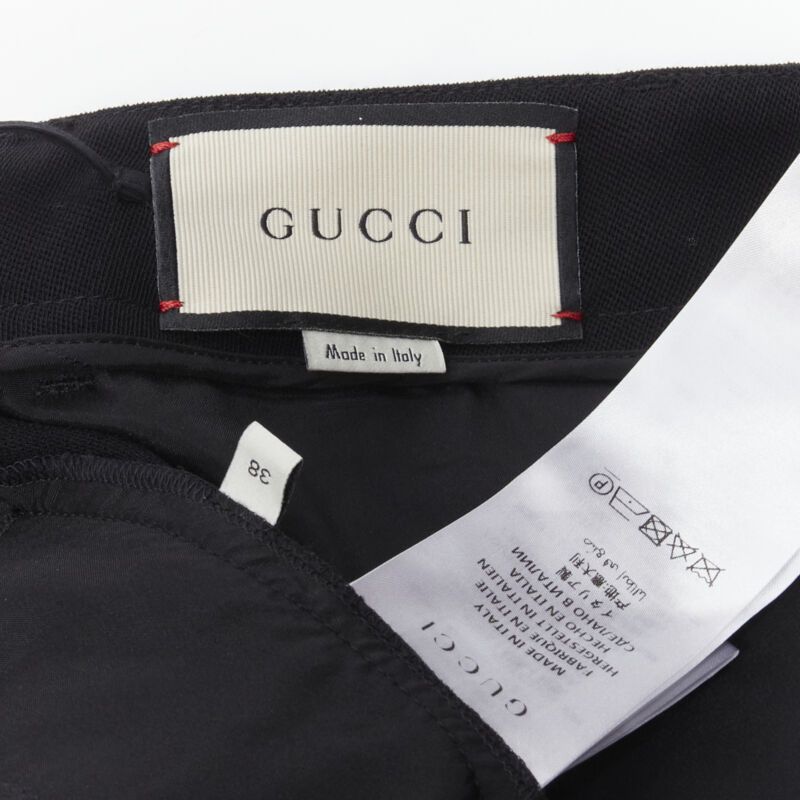 Gucci GUCCI 2017 black wool chrysanthemum floral embroidery wide leg trousers IT38 XS Size 26" / US 2 / IT 38 - 9 Thumbnail