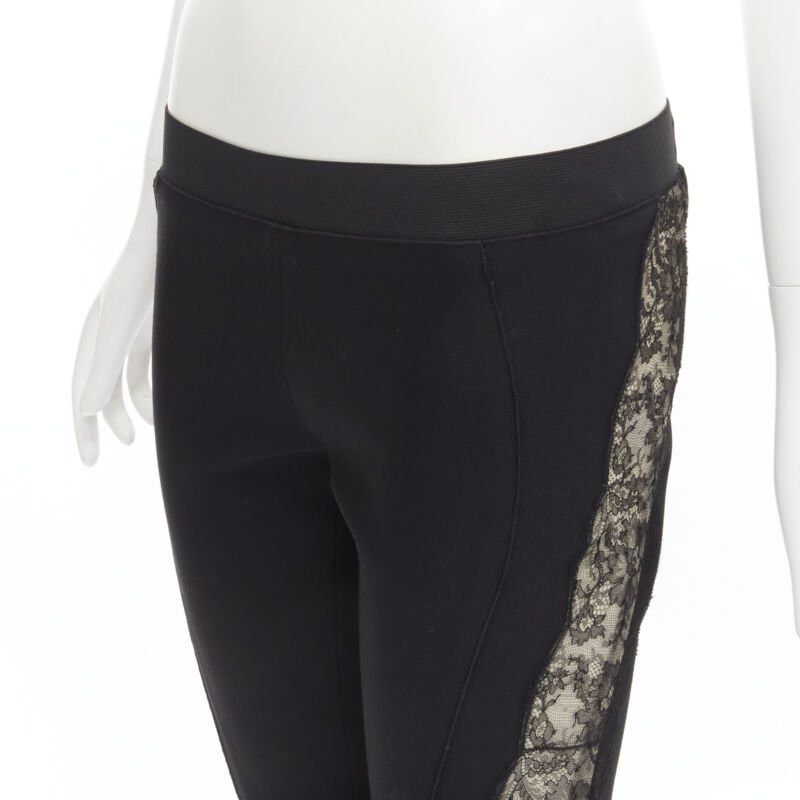 Stella McCartney STELLA MCCARTNEY black contour seam sheer lace side stretch legging pants IT38 S Size 26" / US 2 / IT 38 - 7 Thumbnail