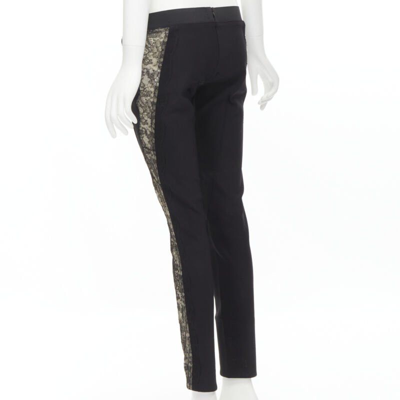 Stella McCartney STELLA MCCARTNEY black contour seam sheer lace side stretch legging pants IT38 S Size 26" / US 2 / IT 38 - 6 Thumbnail