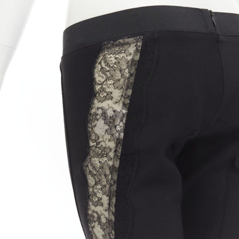 Stella McCartney STELLA MCCARTNEY black contour seam sheer lace side stretch legging pants IT38 S Size 26" / US 2 / IT 38 - 2 Thumbnail