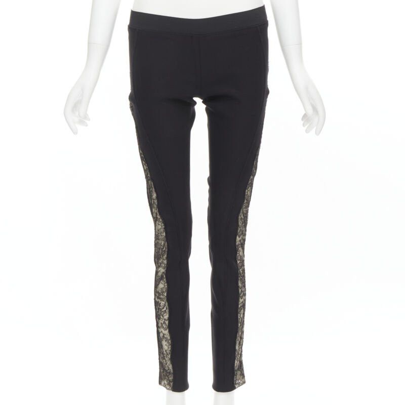 Stella McCartney STELLA MCCARTNEY black contour seam sheer lace side stretch legging pants IT38 S Size 26" / US 2 / IT 38 - 3 Thumbnail