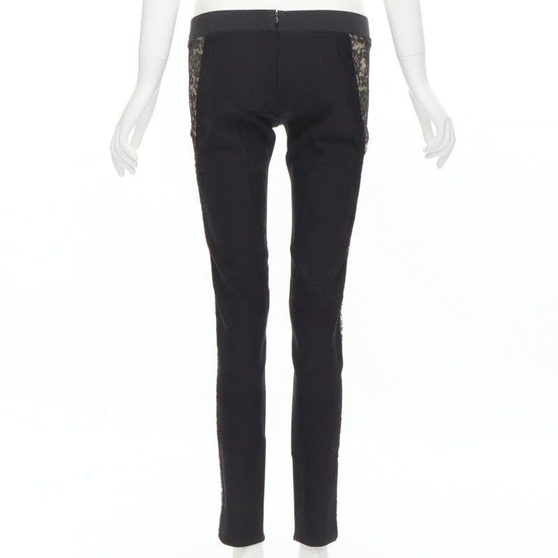 Stella McCartney STELLA MCCARTNEY black contour seam sheer lace side stretch legging pants IT38 S Size 26" / US 2 / IT 38 - 5 Thumbnail