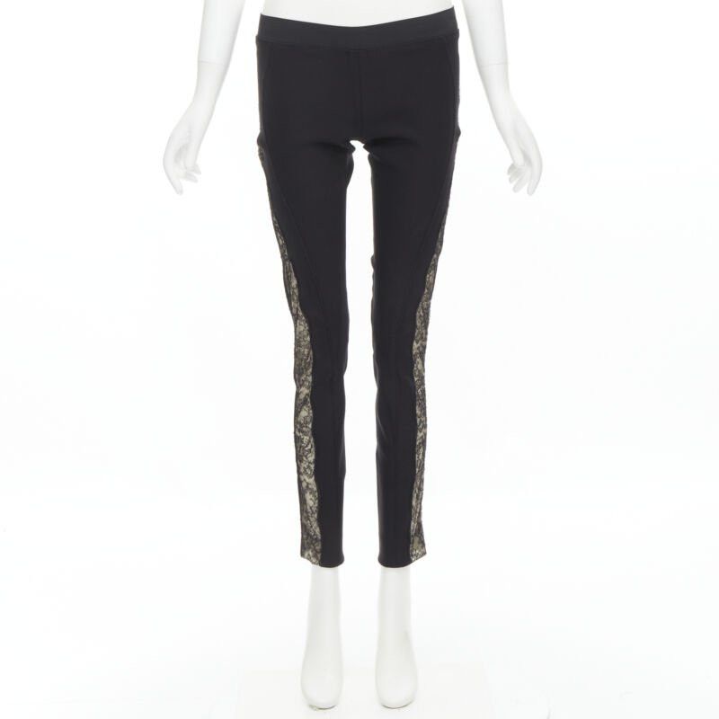 Stella McCartney STELLA MCCARTNEY black contour seam sheer lace side stretch legging pants IT38 S Size 26" / US 2 / IT 38 - 10 Thumbnail