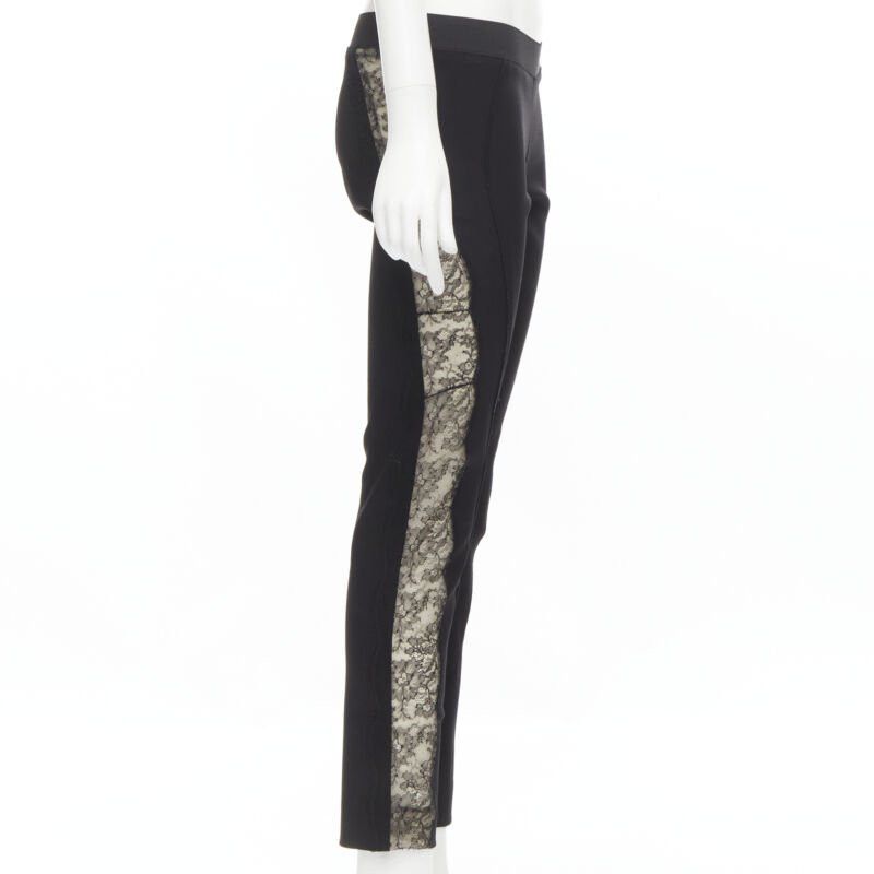 Stella McCartney STELLA MCCARTNEY black contour seam sheer lace side stretch legging pants IT38 S Size 26" / US 2 / IT 38 - 4 Thumbnail