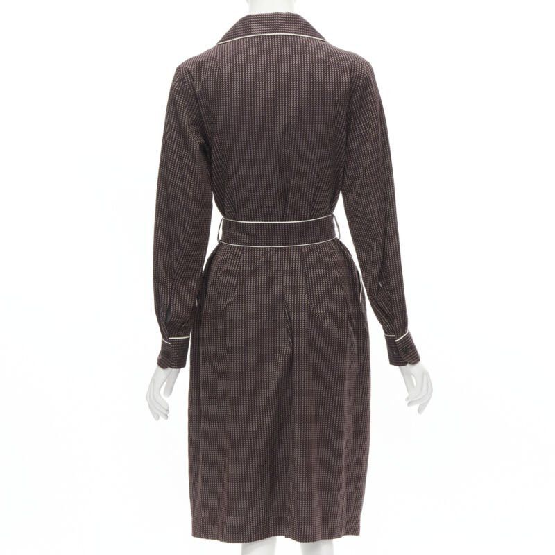Dries Van Noten new DRIES VAN NOTEN Daltos 100% cotton burgundy pyjama robe belted dress FR36 XS Size XS / US 0-2 / IT 36-38 - 5 Thumbnail