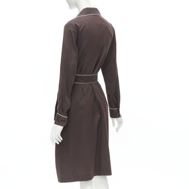 Dries Van Noten new DRIES VAN NOTEN Daltos 100% cotton burgundy pyjama robe belted dress FR36 XS Size XS / US 0-2 / IT 36-38 - 6 Thumbnail