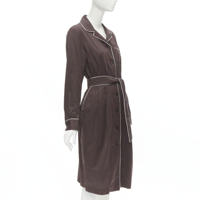 Dries Van Noten new DRIES VAN NOTEN Daltos 100% cotton burgundy pyjama robe belted dress FR36 XS Size XS / US 0-2 / IT 36-38 - 3 Thumbnail