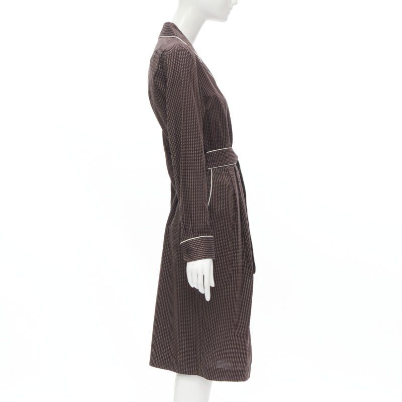 Dries Van Noten new DRIES VAN NOTEN Daltos 100% cotton burgundy pyjama robe belted dress FR36 XS Size XS / US 0-2 / IT 36-38 - 4 Thumbnail
