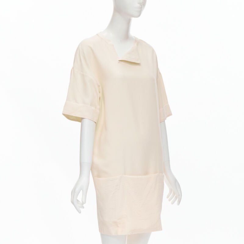 The Row THE ROW ivory cream triple pocket asymmetric collar boxy silk dress US0 XS Size XS / US 0-2 / IT 36-38 - 3 Thumbnail