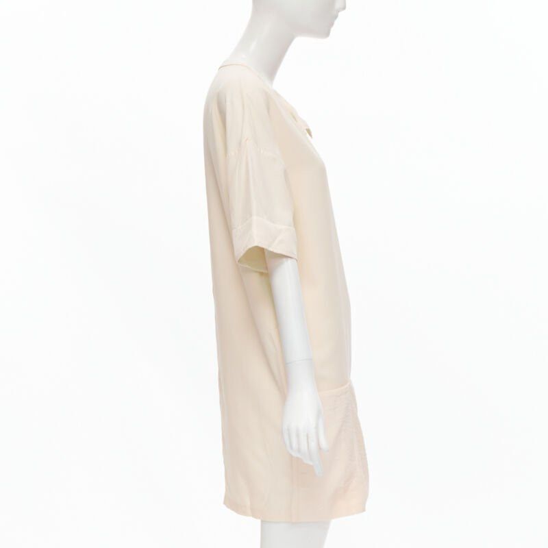 The Row THE ROW ivory cream triple pocket asymmetric collar boxy silk dress US0 XS Size XS / US 0-2 / IT 36-38 - 4 Thumbnail
