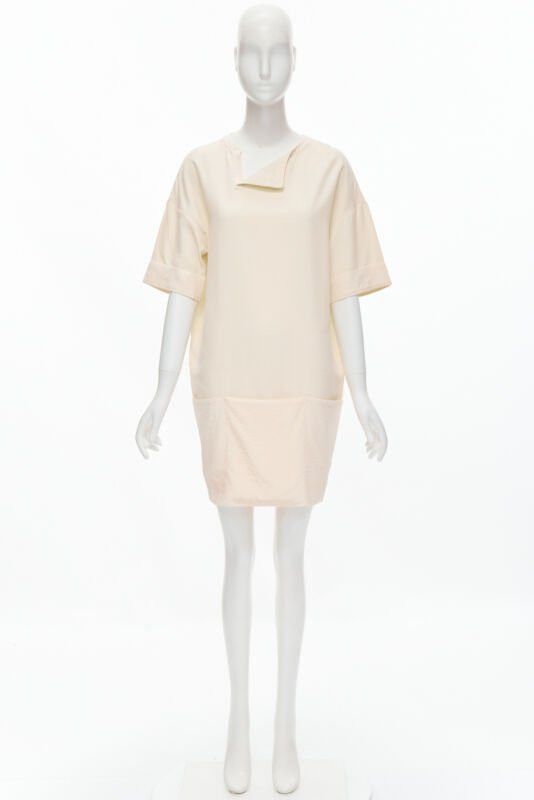 The Row THE ROW ivory cream triple pocket asymmetric collar boxy silk dress US0 XS Size XS / US 0-2 / IT 36-38 - 10 Thumbnail
