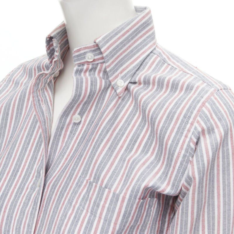 Thom Browne THOM BROWNE 2009 Signature grey red stripe cotton slim fit shirt US0 Size XS / US 0-2 / IT 36-38 - 7 Thumbnail