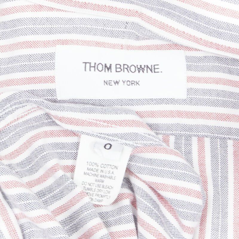 Thom Browne THOM BROWNE 2009 Signature grey red stripe cotton slim fit shirt US0 Size XS / US 0-2 / IT 36-38 - 10 Thumbnail