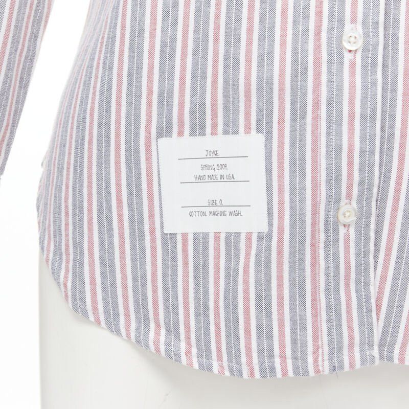 Thom Browne THOM BROWNE 2009 Signature grey red stripe cotton slim fit shirt US0 Size XS / US 0-2 / IT 36-38 - 2 Thumbnail