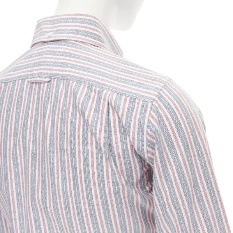 Thom Browne THOM BROWNE 2009 Signature grey red stripe cotton slim fit shirt US0 Size XS / US 0-2 / IT 36-38 - 9 Thumbnail
