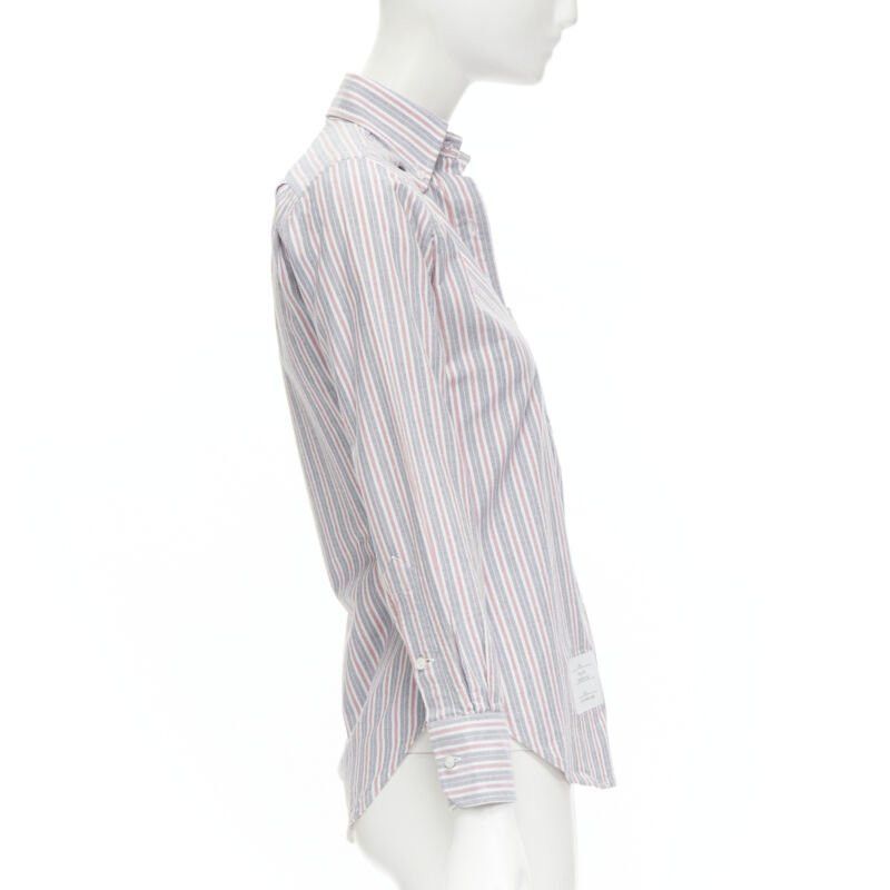 Thom Browne THOM BROWNE 2009 Signature grey red stripe cotton slim fit shirt US0 Size XS / US 0-2 / IT 36-38 - 4 Thumbnail