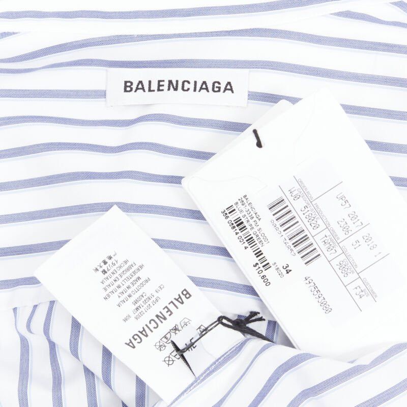 Balenciaga new BALENCIAGA 2017 green tshirt blue striped shirt 2 way draped top FR34 XS Size XS / US 0-2 / IT 36-38 - 10 Thumbnail