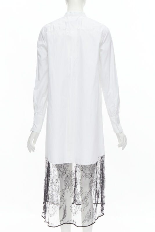 Valentino new VALENTINO white cotton black floral lace hem shirt dress IT36 XS Size XS / US 0-2 / IT 36-38 - 5 Thumbnail