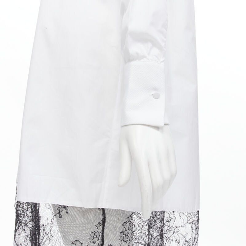 Valentino new VALENTINO white cotton black floral lace hem shirt dress IT36 XS Size XS / US 0-2 / IT 36-38 - 8 Thumbnail