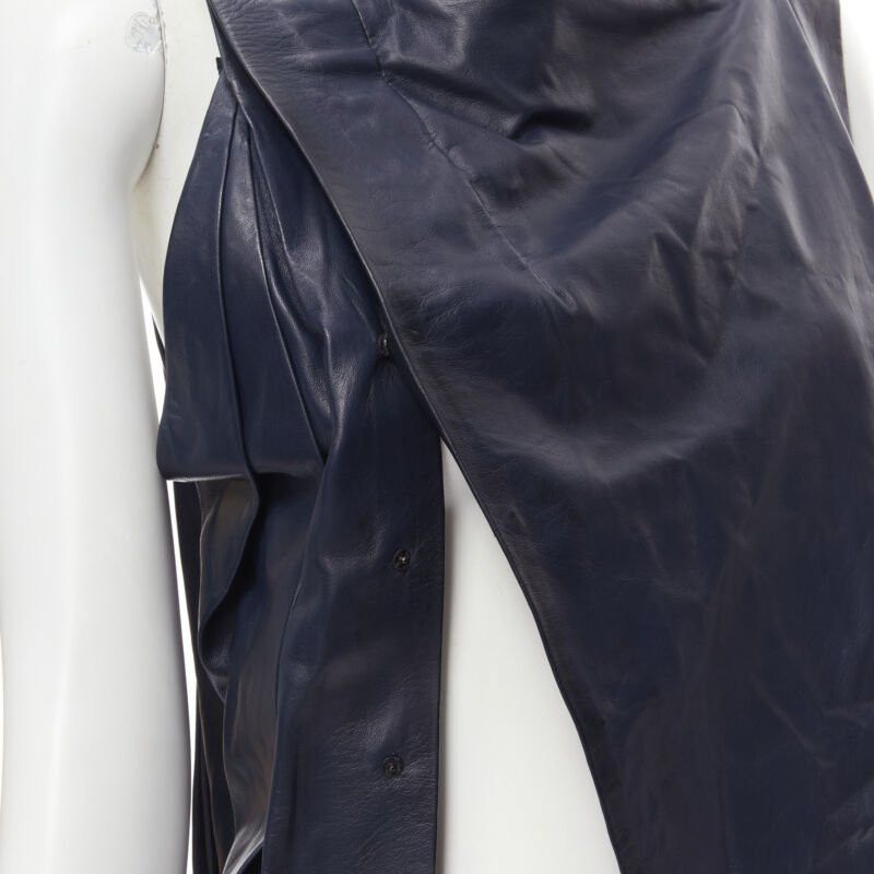 Balenciaga new BALENCIAGA 2010 Runway Ghesquiere navy yellow leather pleated top FR38 S Size S / US 4 / IT 40 - 9 Thumbnail