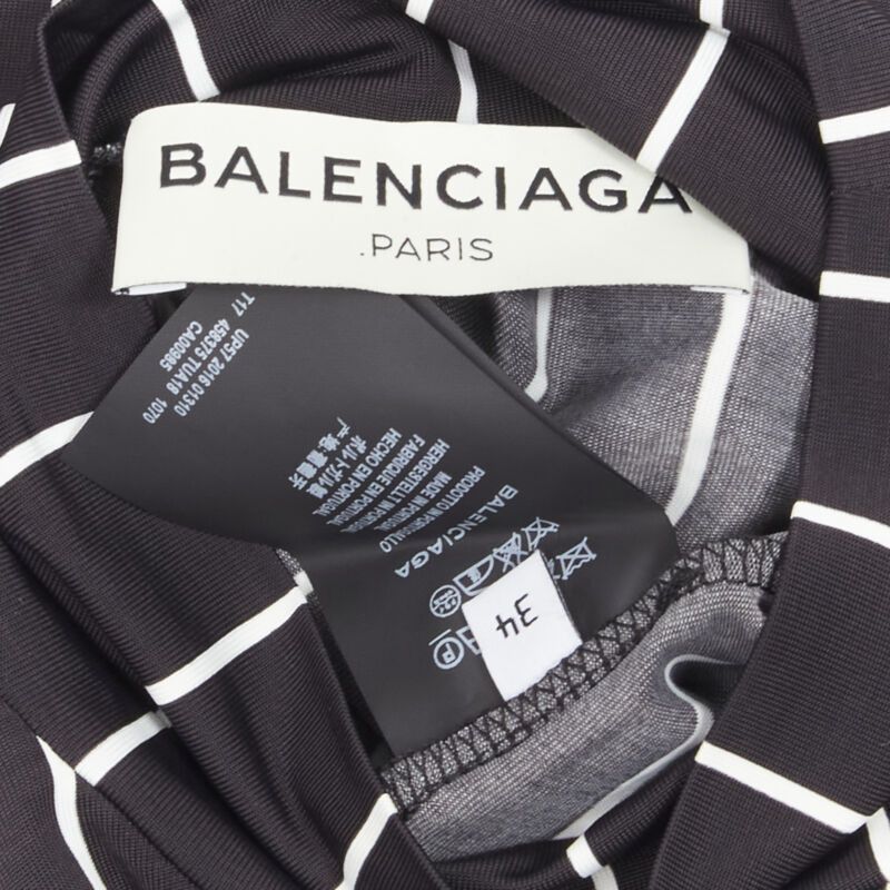 Balenciaga BALENCIAGA 2016 black white vertical stripe 2-way tie sleeve turtleneck top XS Size XS / US 0-2 / IT 36-38 - 11 Thumbnail