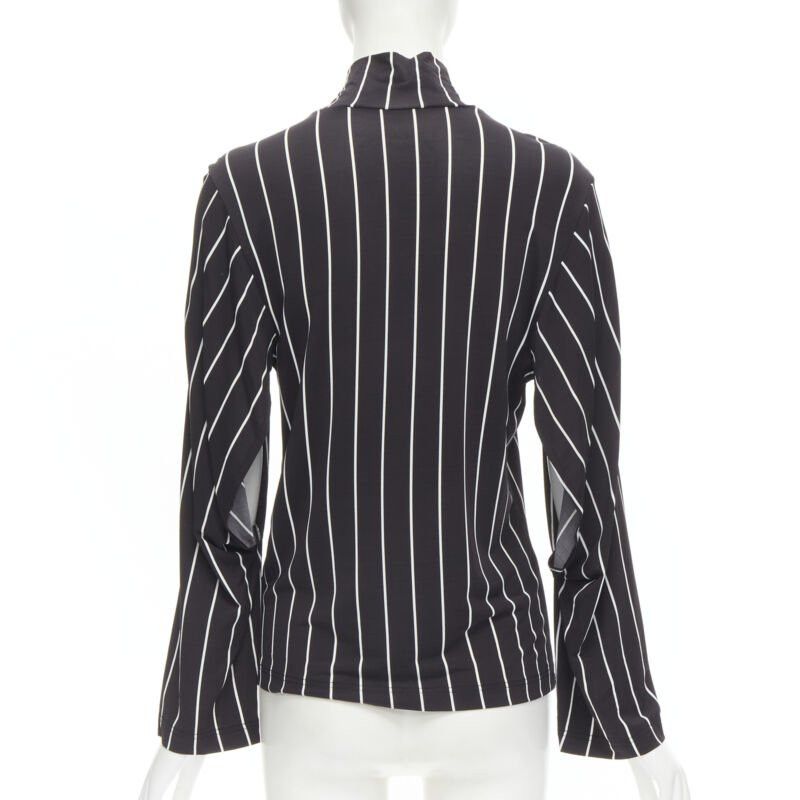 Balenciaga BALENCIAGA 2016 black white vertical stripe 2-way tie sleeve turtleneck top XS Size XS / US 0-2 / IT 36-38 - 7 Thumbnail