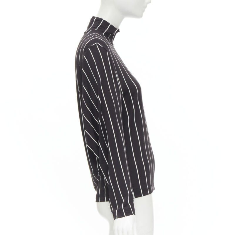 Balenciaga BALENCIAGA 2016 black white vertical stripe 2-way tie sleeve turtleneck top XS Size XS / US 0-2 / IT 36-38 - 6 Thumbnail