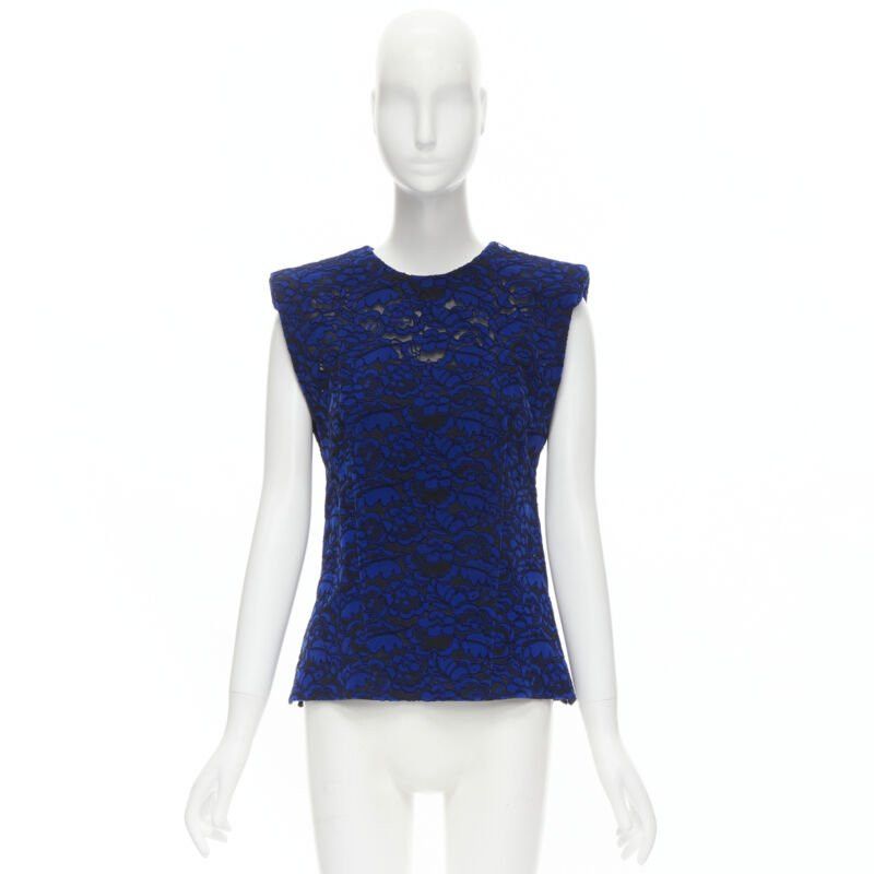 Louis Vuitton LOUIS VUITTON 2017 Runway cobalt blue floral velvet effect lace vest FR36 XS Size XS / US 0-2 / IT 36-38 - 11 Thumbnail
