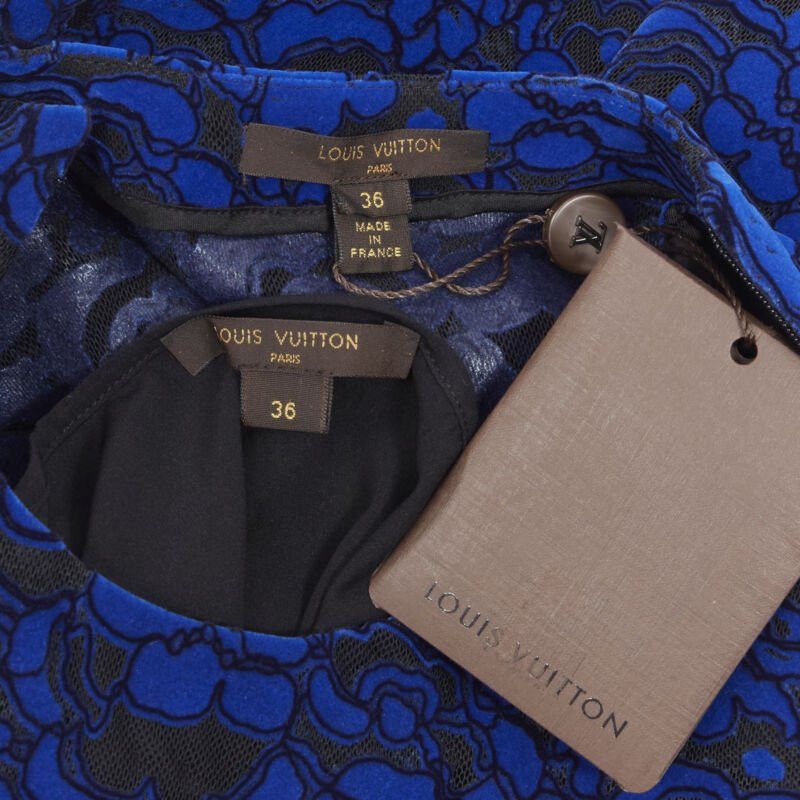 Louis Vuitton LOUIS VUITTON 2017 Runway cobalt blue floral velvet effect lace vest FR36 XS Size XS / US 0-2 / IT 36-38 - 10 Thumbnail