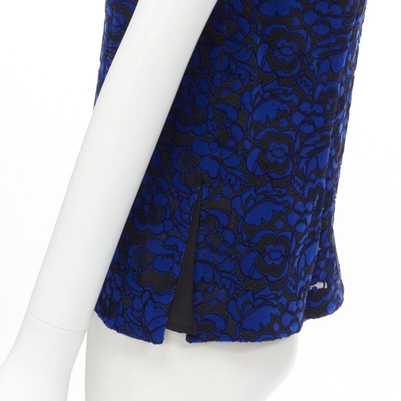 Louis Vuitton LOUIS VUITTON 2017 Runway cobalt blue floral velvet effect lace vest FR36 XS Size XS / US 0-2 / IT 36-38 - 8 Thumbnail