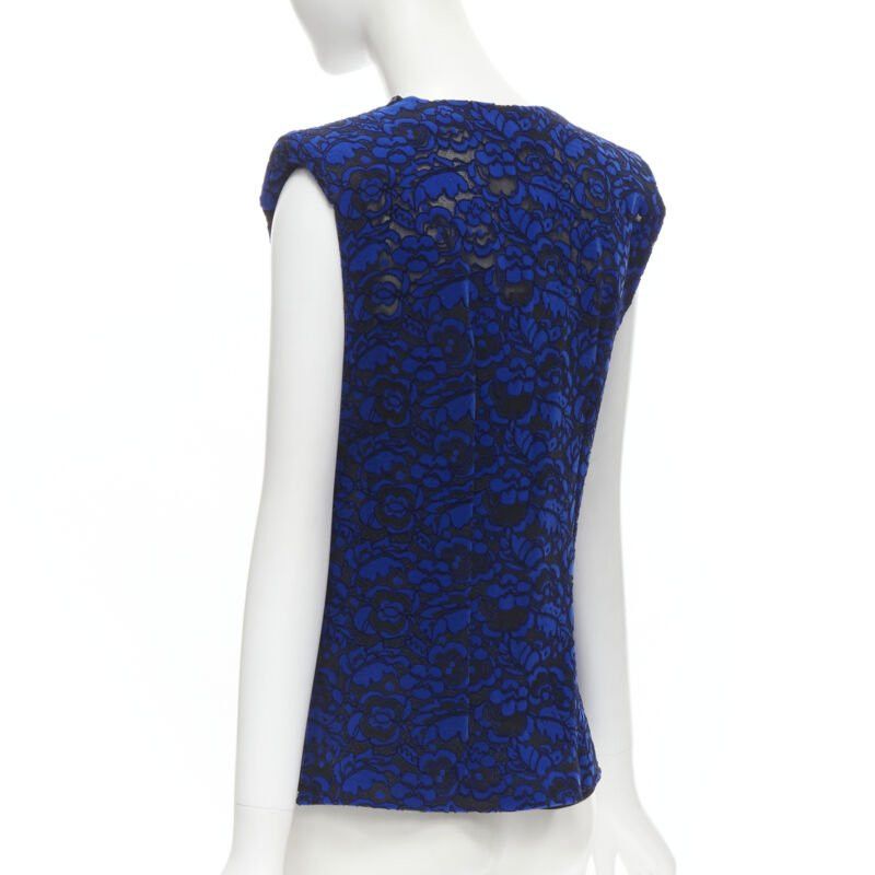 Louis Vuitton LOUIS VUITTON 2017 Runway cobalt blue floral velvet effect lace vest FR36 XS Size XS / US 0-2 / IT 36-38 - 6 Thumbnail