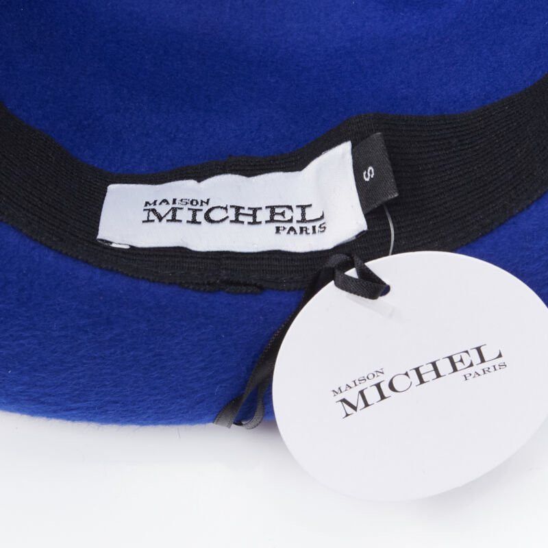 Maison Michel new MAISON MICHEL Tiger cobalt blue wool felt black grosgrain fedora hat 57cm Size ONE SIZE - 7 Thumbnail