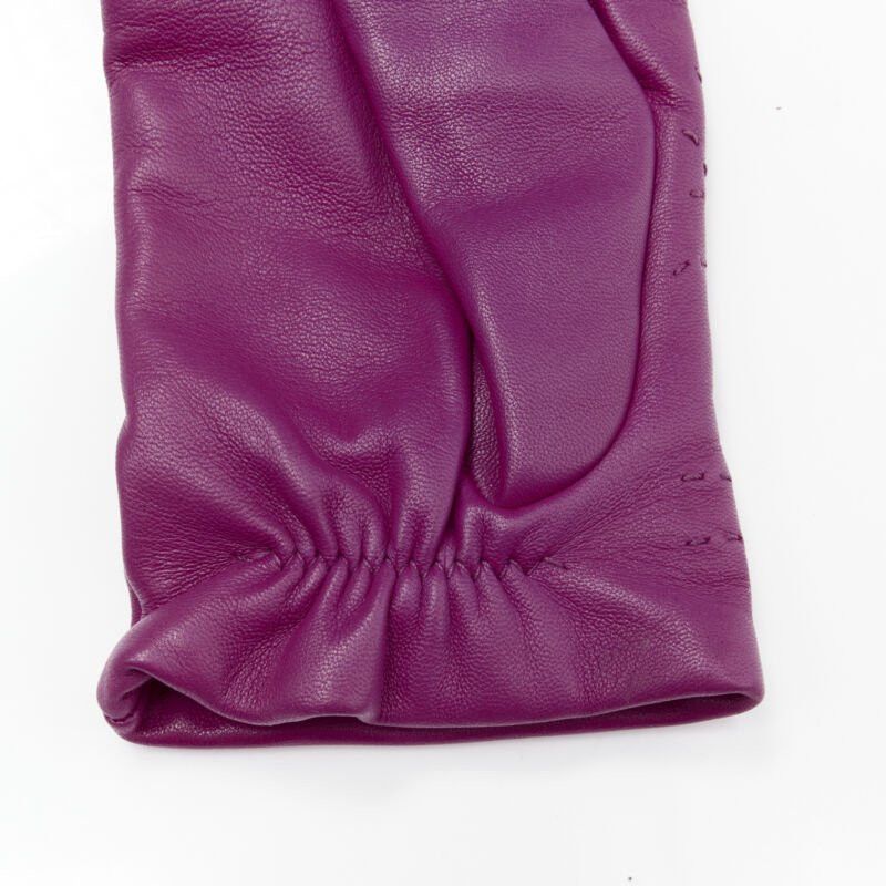 Hermes HERMES purple lamb leather overstitching 100% cashmere lined glove 7.5 Size ONE SIZE - 5 Thumbnail