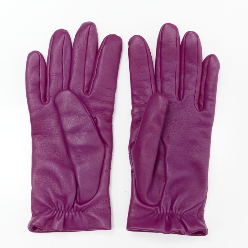 Hermes HERMES purple lamb leather overstitching 100% cashmere lined glove 7.5 Size ONE SIZE - 2 Thumbnail