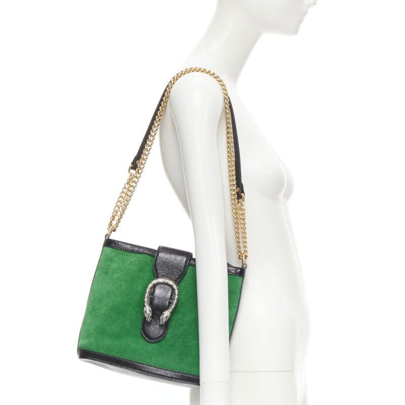 Gucci GUCCI Dionysus Kelly green suede black patent trimmed crossbody bucket bag Size ONE SIZE - 2 Thumbnail