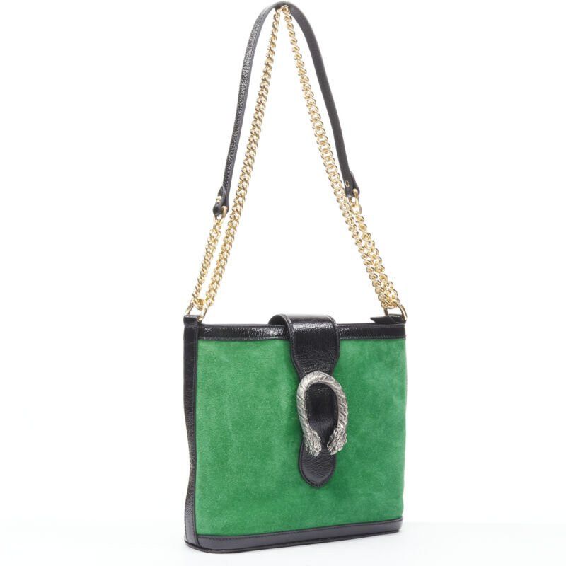 Gucci GUCCI Dionysus Kelly green suede black patent trimmed crossbody bucket bag Size ONE SIZE - 3 Thumbnail