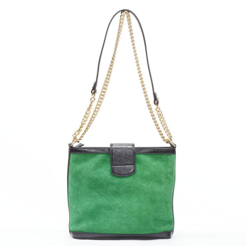 Gucci GUCCI Dionysus Kelly green suede black patent trimmed crossbody bucket bag Size ONE SIZE - 5 Thumbnail