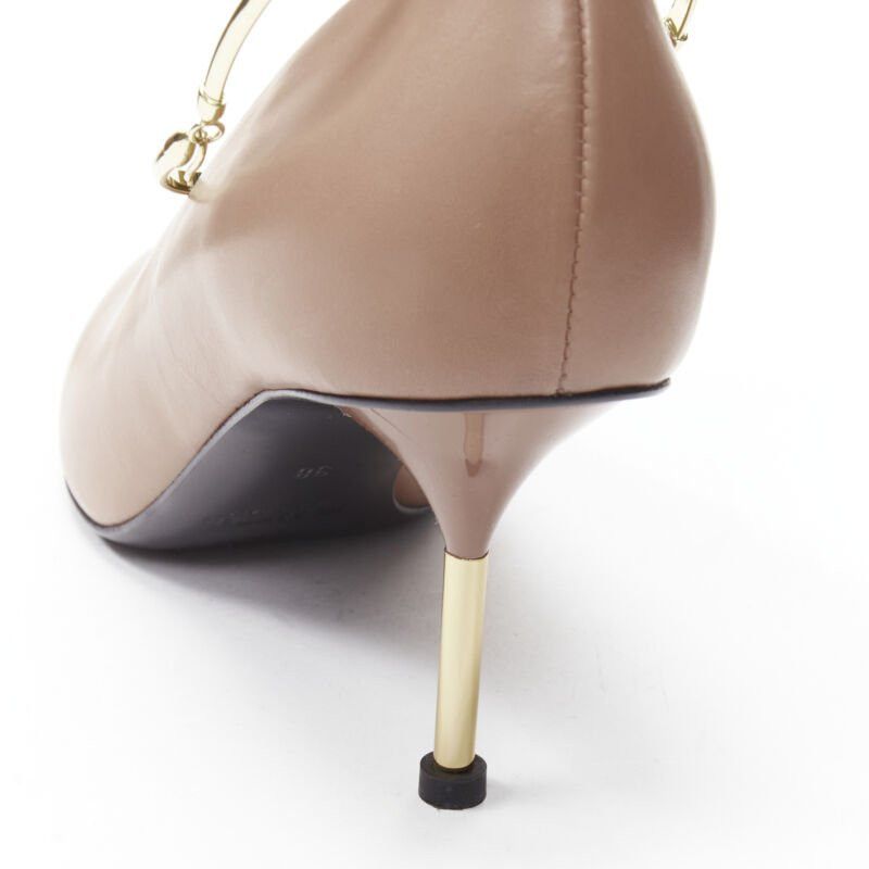 Jil Sander new JIL SANDER Brady 70 nude beige gold anklet bangle point toe pump EU38 Size US 8 / IT 38 - 8 Thumbnail